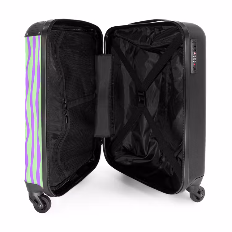 Suitcase - Lilac stripes on a mint green background — 4