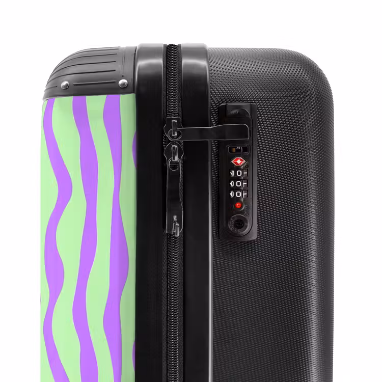 Suitcase - Lilac stripes on a mint green background — 5