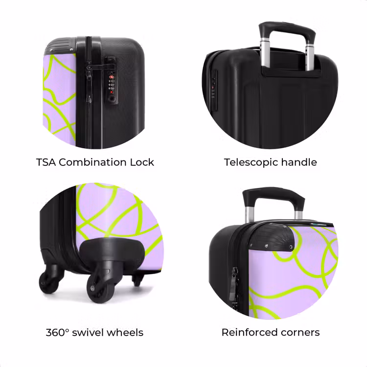 Suitcase - Lime green lines on lilac — 7