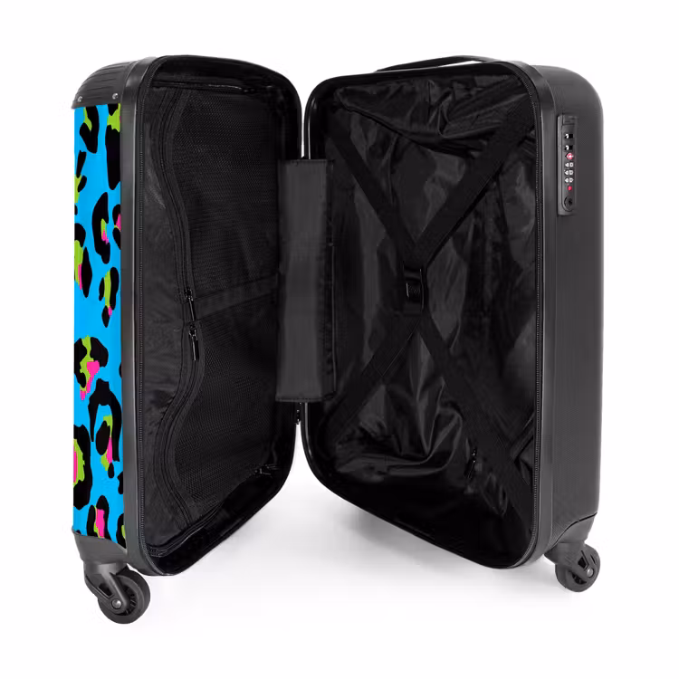 Suitcase - Panther pattern in neon colors on blue background — 4