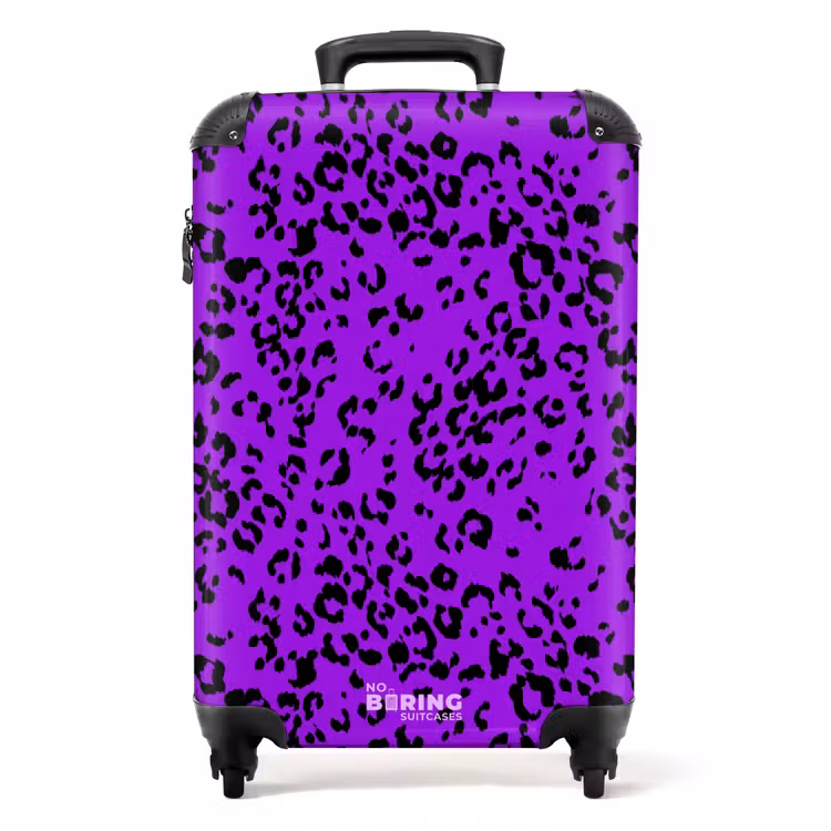 Suitcase - Panther pattern in purple and black — 1