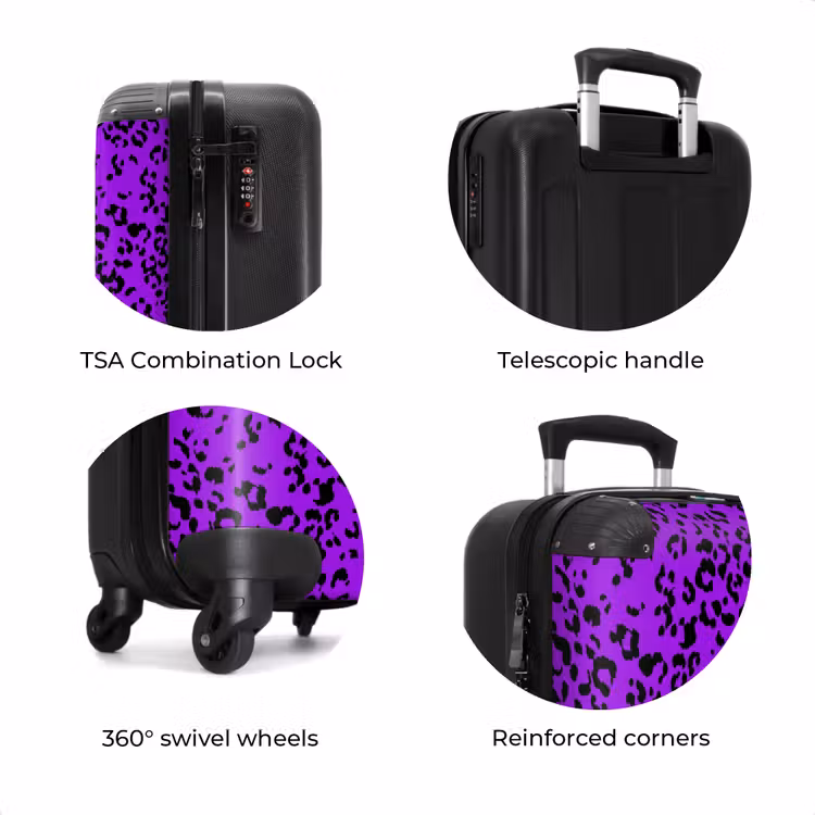 Suitcase - Panther pattern in purple and black — 7