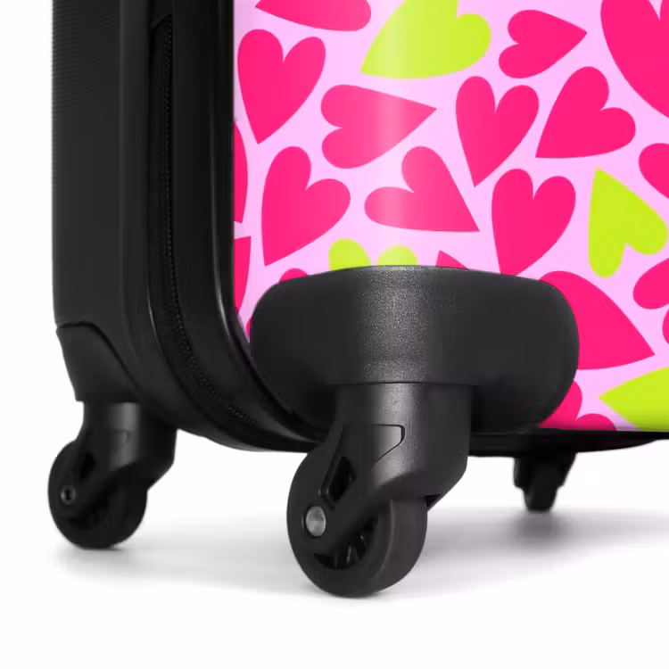 Suitcase - Pink and lime green hearts on light pink background — 6