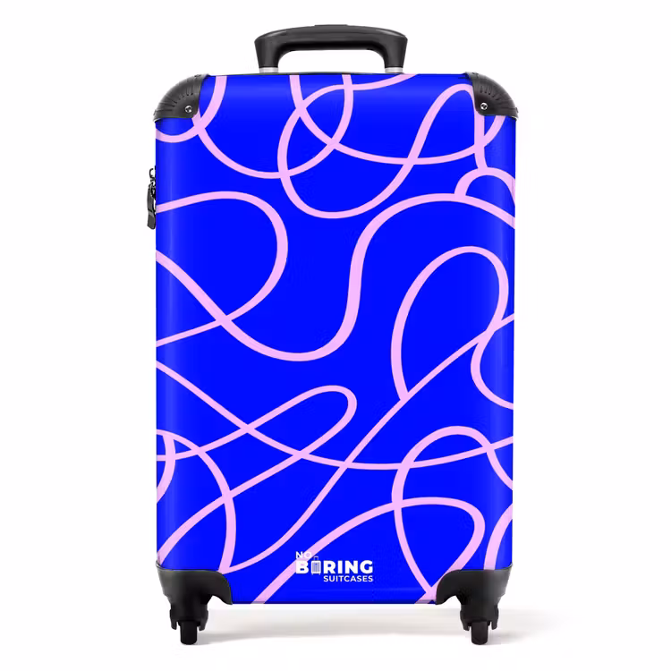 Suitcase - Pink lines on cobalt blue — 1