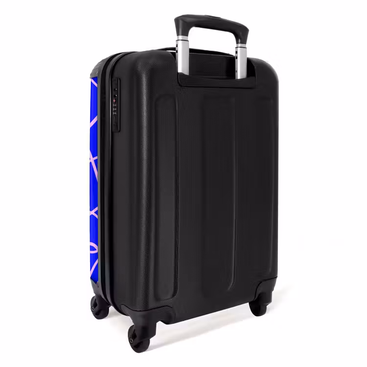 Suitcase - Pink lines on cobalt blue — 3