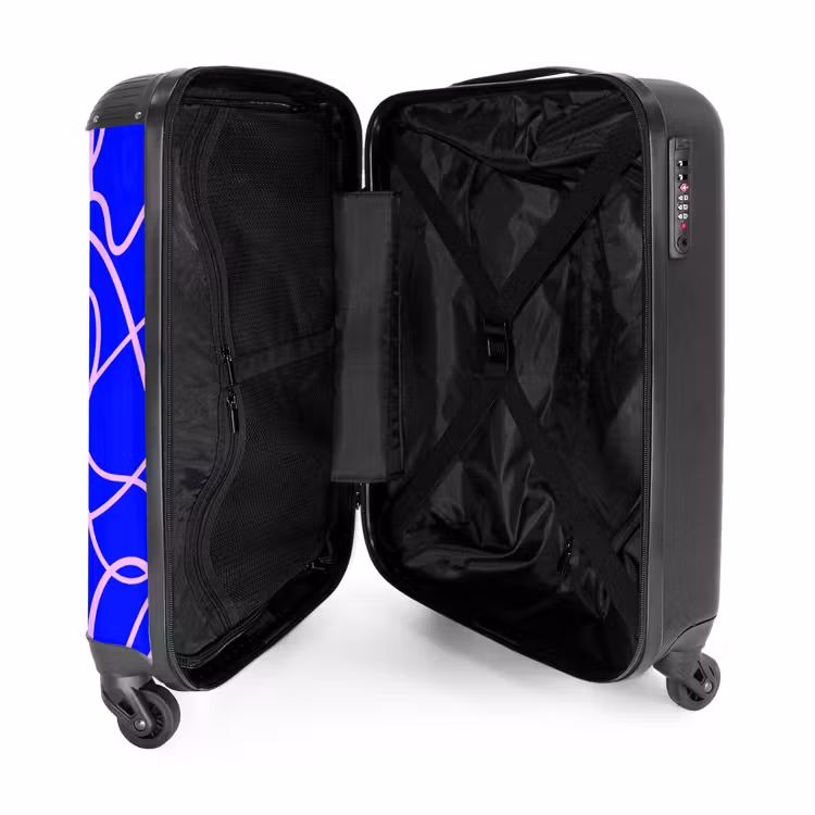 Suitcase - Pink lines on cobalt blue — 4
