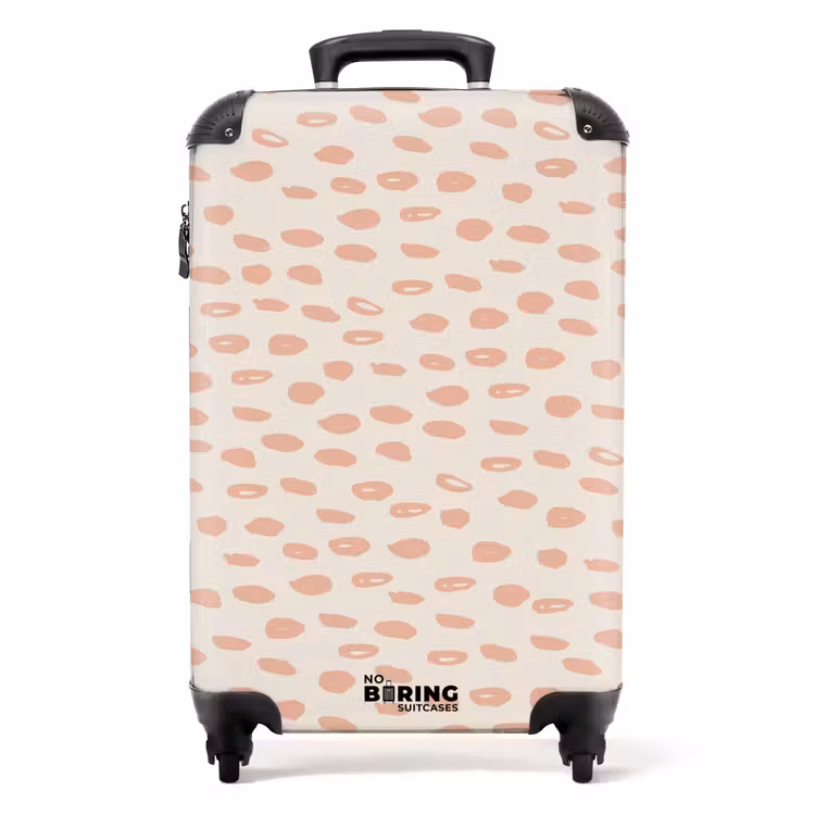 Suitcase - Salmon pink spots on cream color — 1