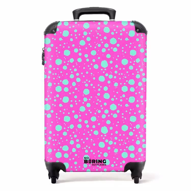 Suitcase - Turquoise dots on bright pink background — 1
