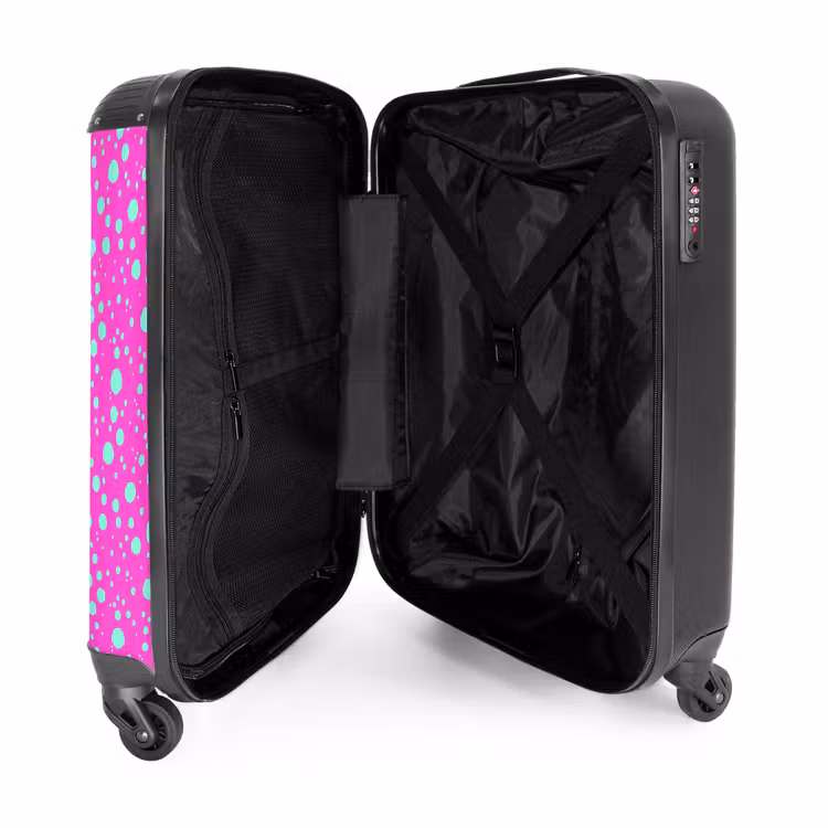 Suitcase - Turquoise dots on bright pink background — 4