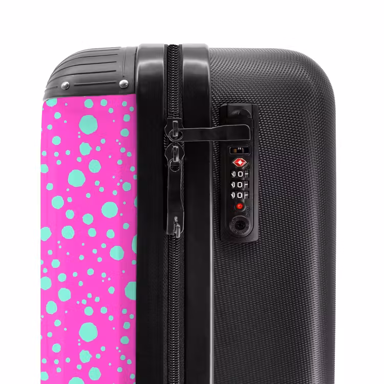Suitcase - Turquoise dots on bright pink background — 5