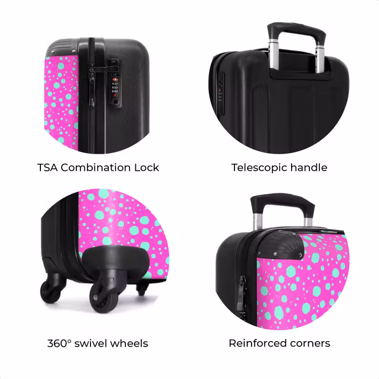 Suitcase - Turquoise dots on bright pink background — 7