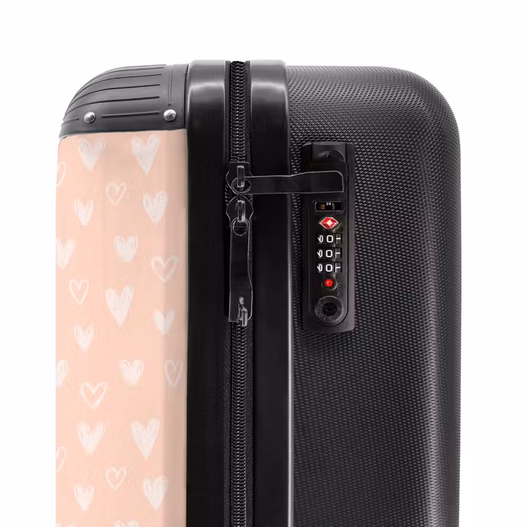 Suitcase - White hearts on salmon pink background — 5