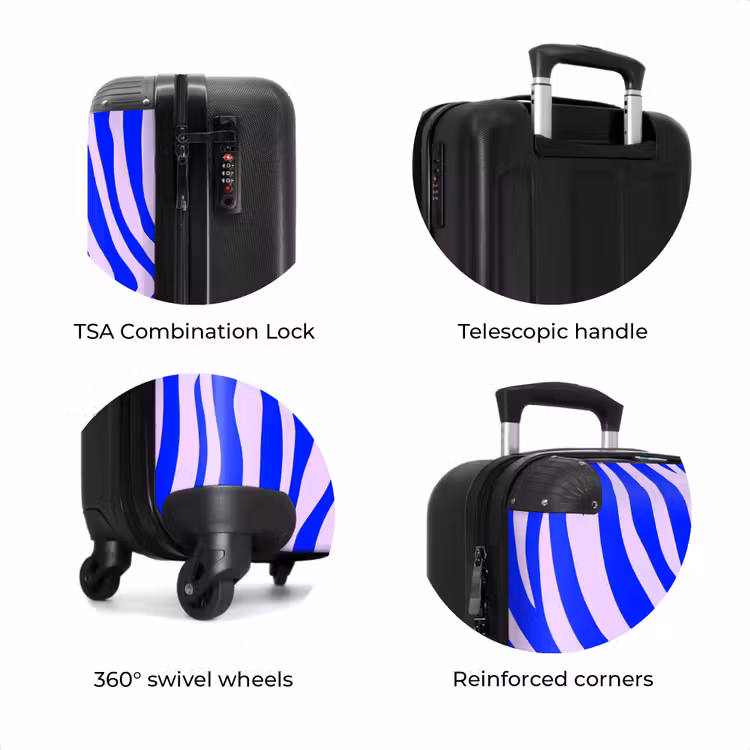 Suitcase - Zebra pattern blue and lilac — 7