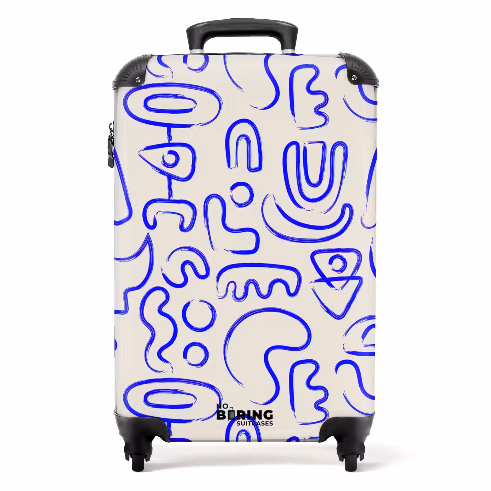 Suitcase - Blue abstract shapes on beige — 1
