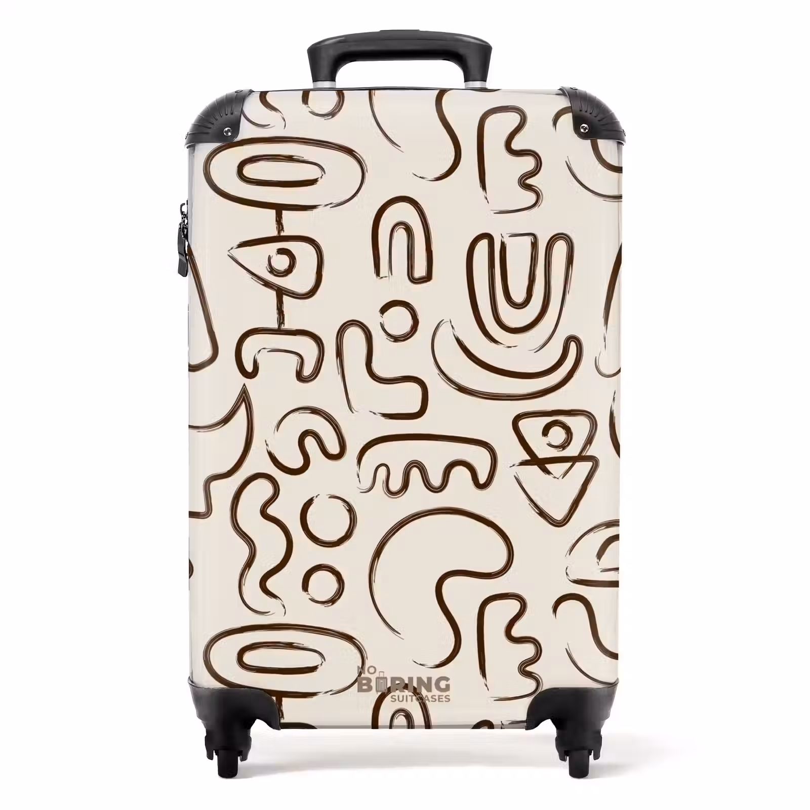 Suitcase - Dark brown abstract shapes on beige — 1