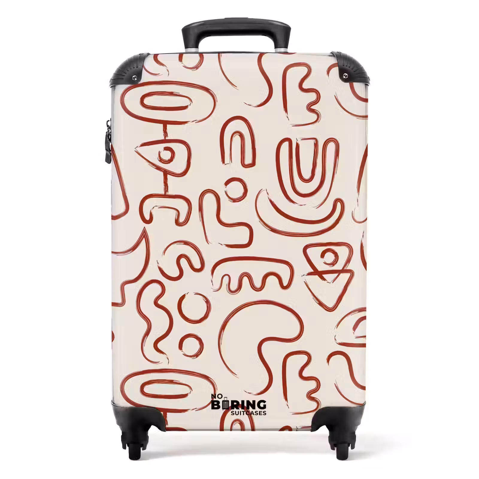 Suitcase - Dark red abstract shapes on beige — 1