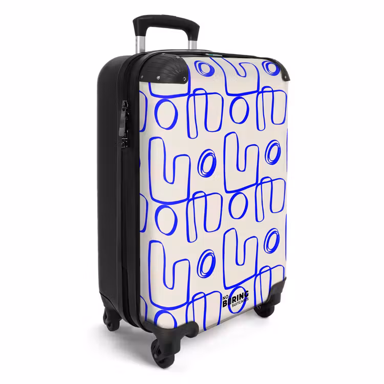 Suitcase - Blue abstract lines on beige background — 2