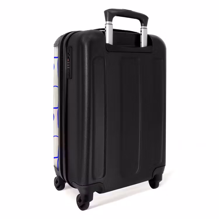 Suitcase - Blue abstract lines on beige background — 3
