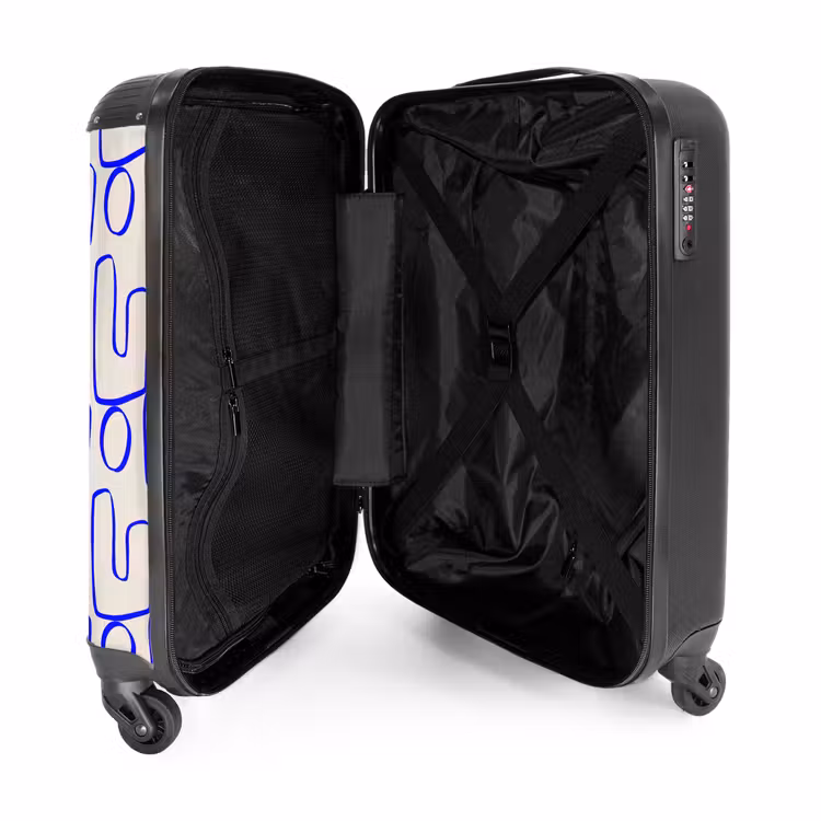 Suitcase - Blue abstract lines on beige background — 4
