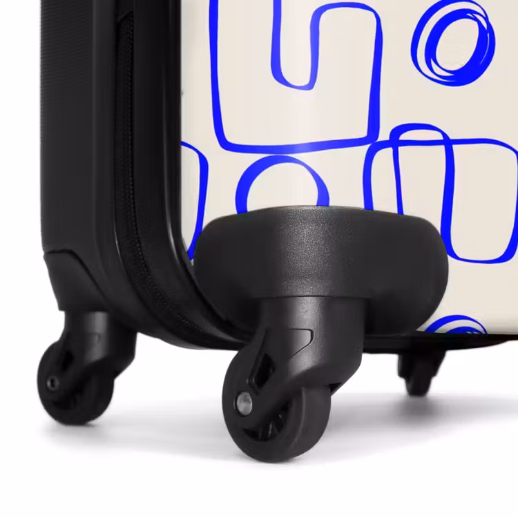 Suitcase - Blue abstract lines on beige background — 6
