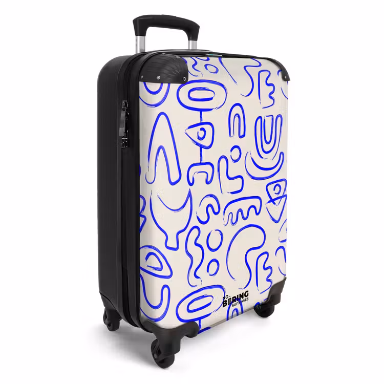 Suitcase - Blue abstract shapes on beige — 2
