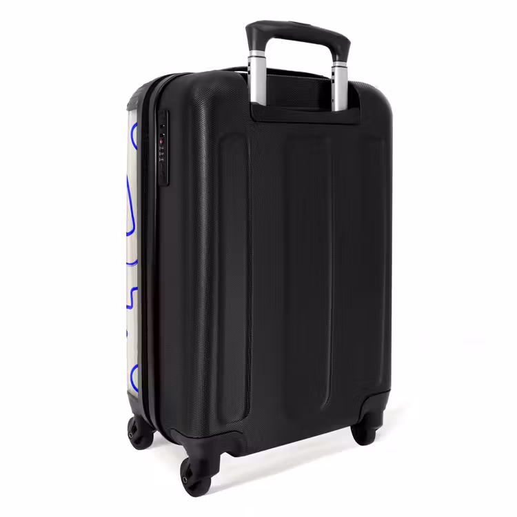 Suitcase - Blue abstract shapes on beige — 3