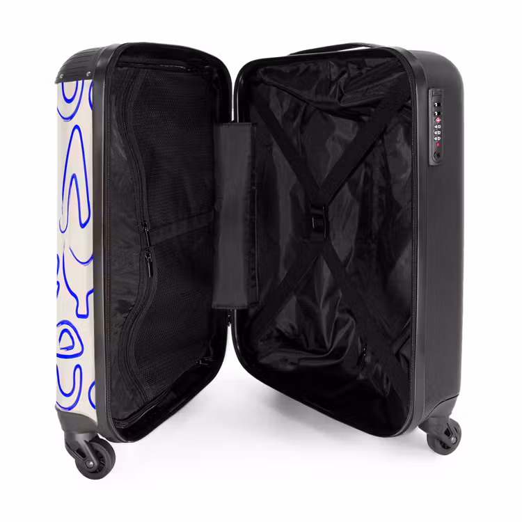 Suitcase - Blue abstract shapes on beige — 4