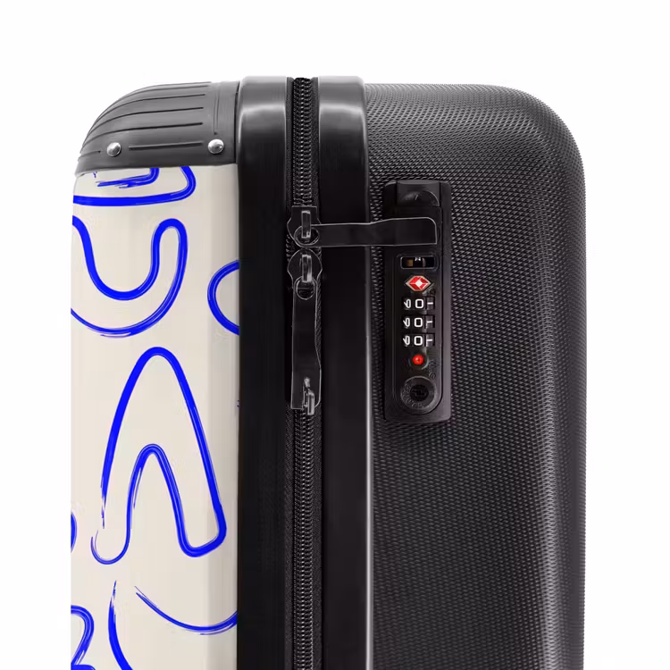 Suitcase - Blue abstract shapes on beige — 5
