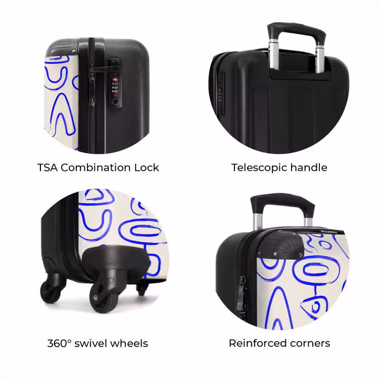 Suitcase - Blue abstract shapes on beige — 7