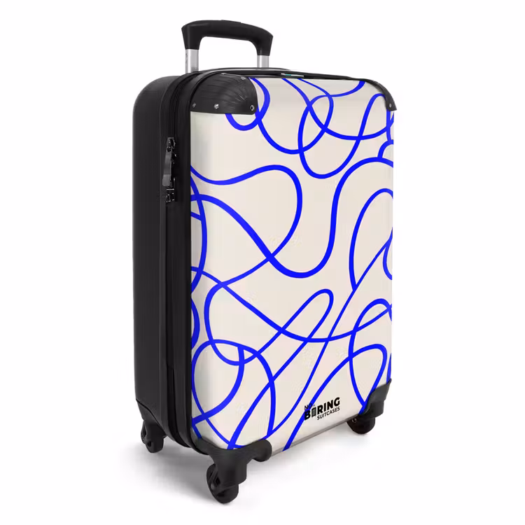 Suitcase - Blue lines on beige background — 2