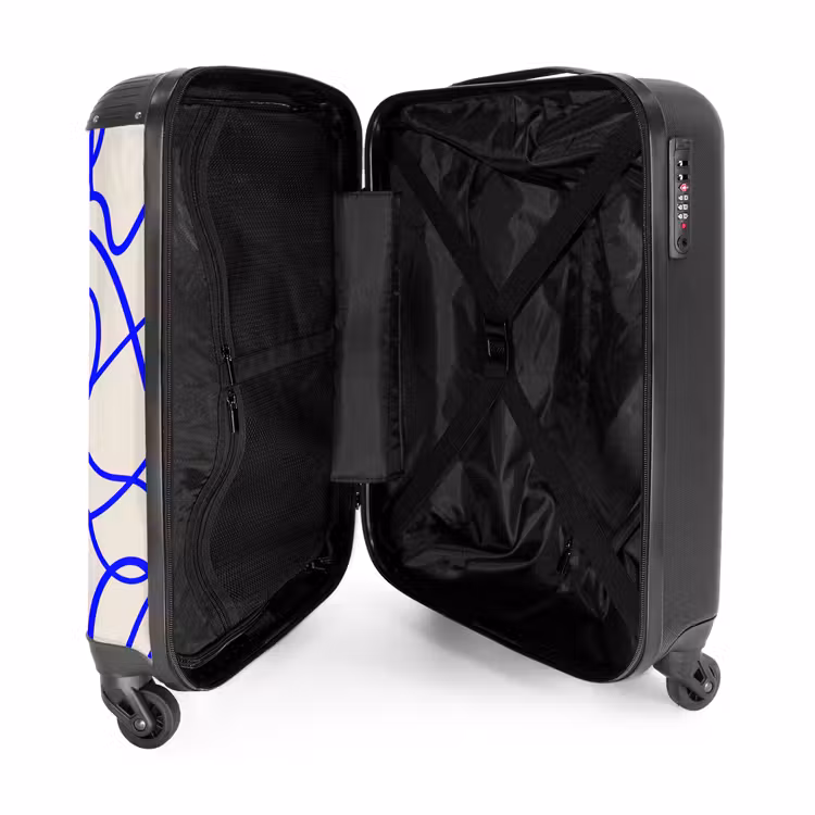 Suitcase - Blue lines on beige background — 4