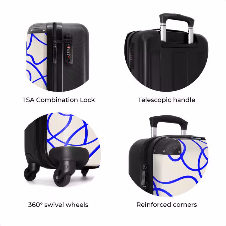 Suitcase - Blue lines on beige background — 7