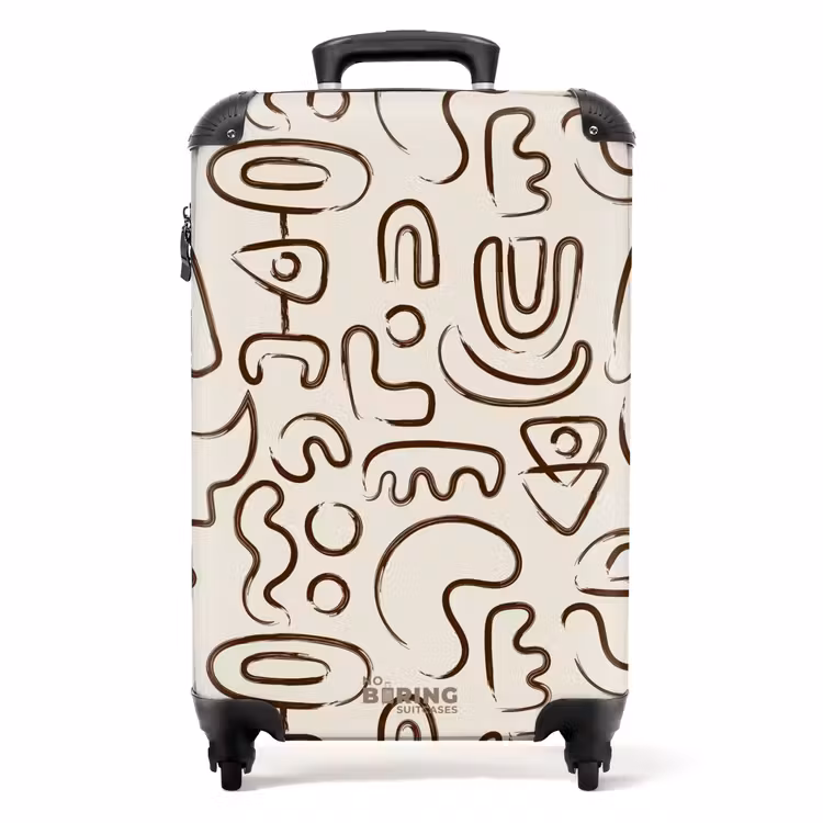 Suitcase - Dark brown abstract shapes on beige — 1