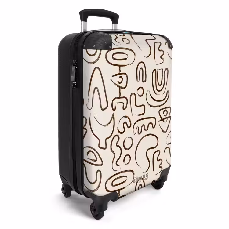 Suitcase - Dark brown abstract shapes on beige — 2