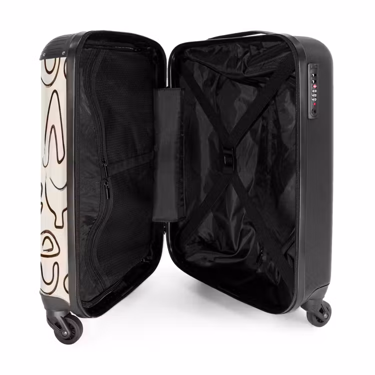 Suitcase - Dark brown abstract shapes on beige — 4