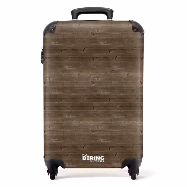 Suitcase - Dark brown wood with horizontal grain and knots — 1
