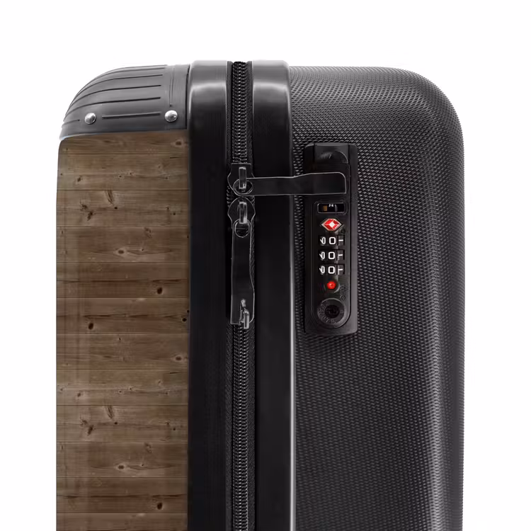 Suitcase - Dark brown wood with horizontal grain and knots — 5