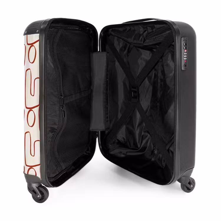 Suitcase - Dark red abstract lines on beige background — 4