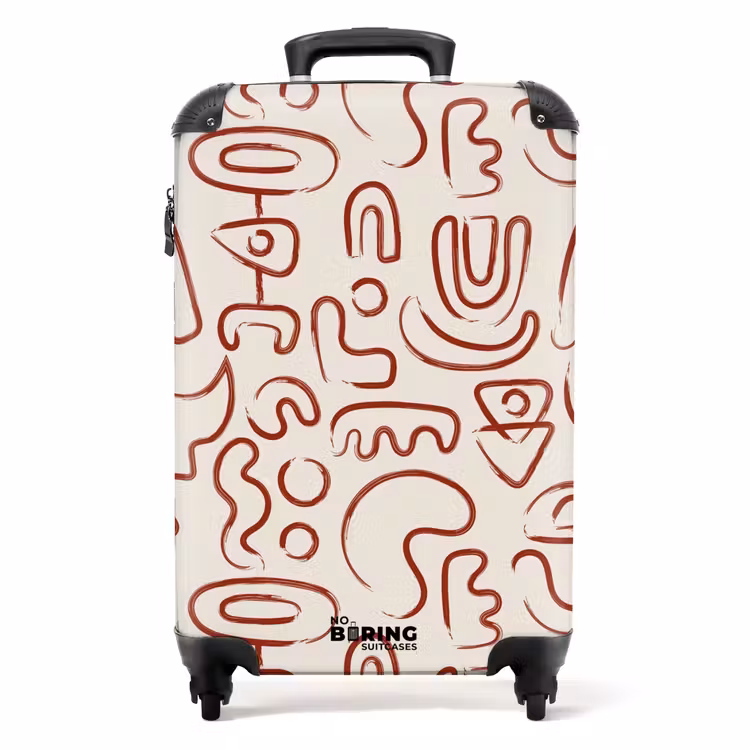 Suitcase - Dark red abstract shapes on beige — 1