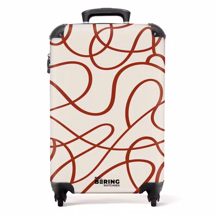 Suitcase - Dark red lines on beige background — 1