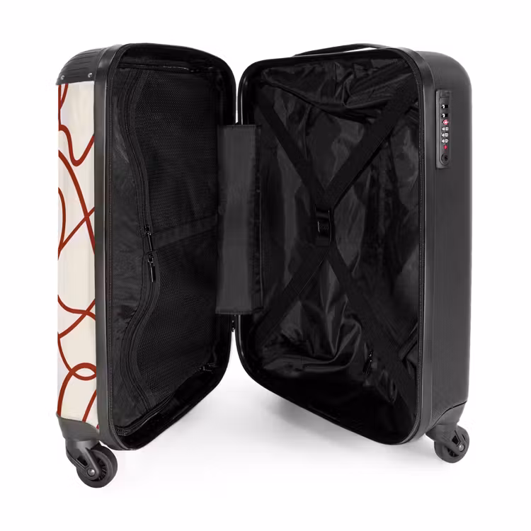 Suitcase - Dark red lines on beige background — 4