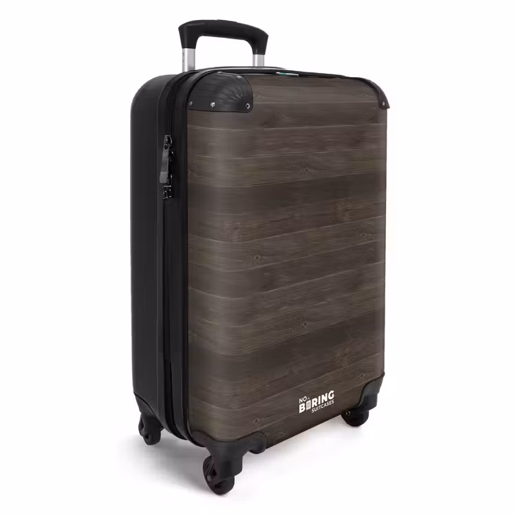 Suitcase - Dark weathered wood with horizontal planks — 2