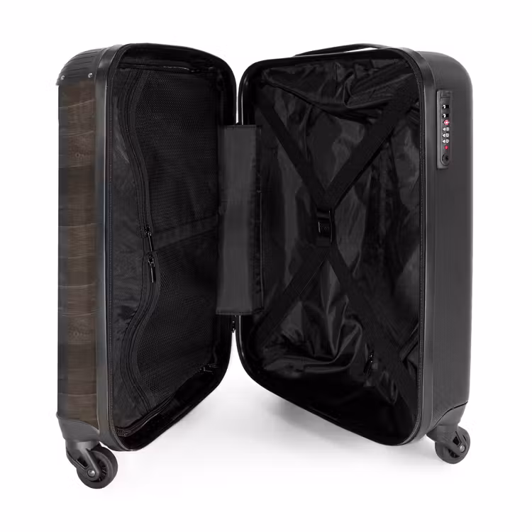 Suitcase - Dark weathered wood with horizontal planks — 4