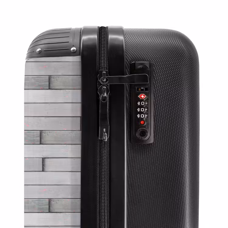 Suitcase - Gray weathered wood with pink accents — 5