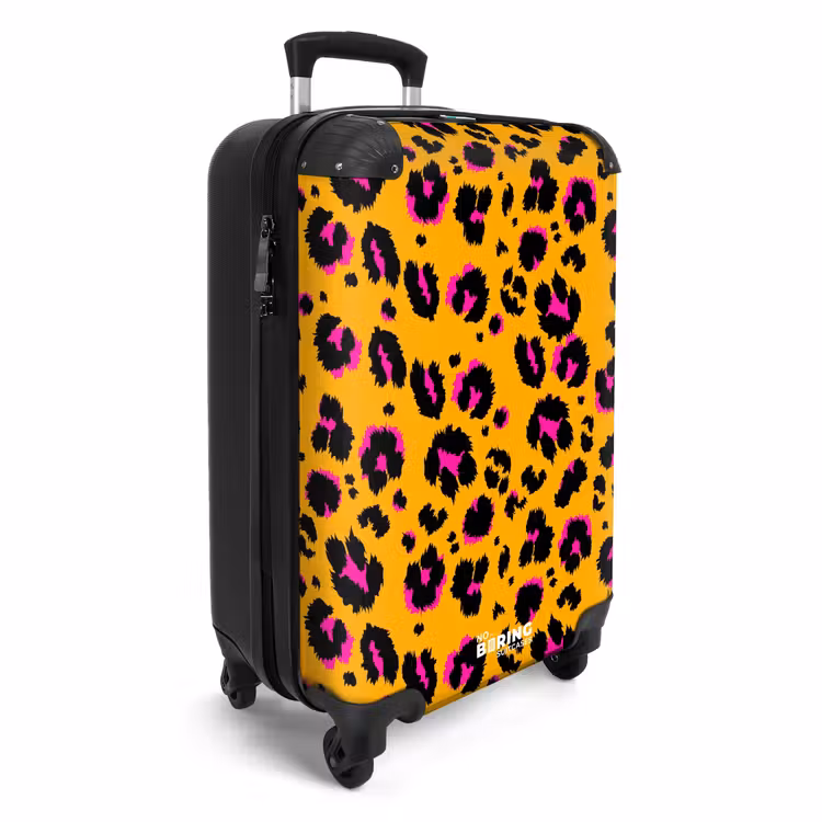 Suitcase - Panther spots in black and pink on an orange background — 2
