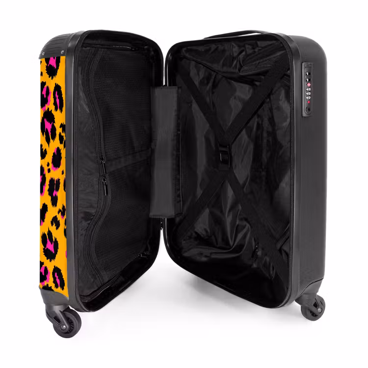 Suitcase - Panther spots in black and pink on an orange background — 4