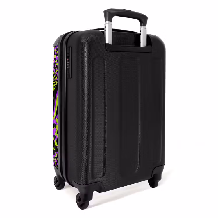 Suitcase - Wild animal print in purple, lime green and black — 3