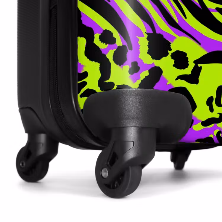 Suitcase - Wild animal print in purple, lime green and black — 6