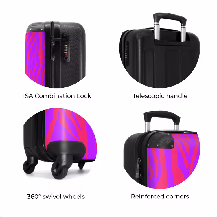 Suitcase - Zebra stripes in red and purple with modern flair — 7