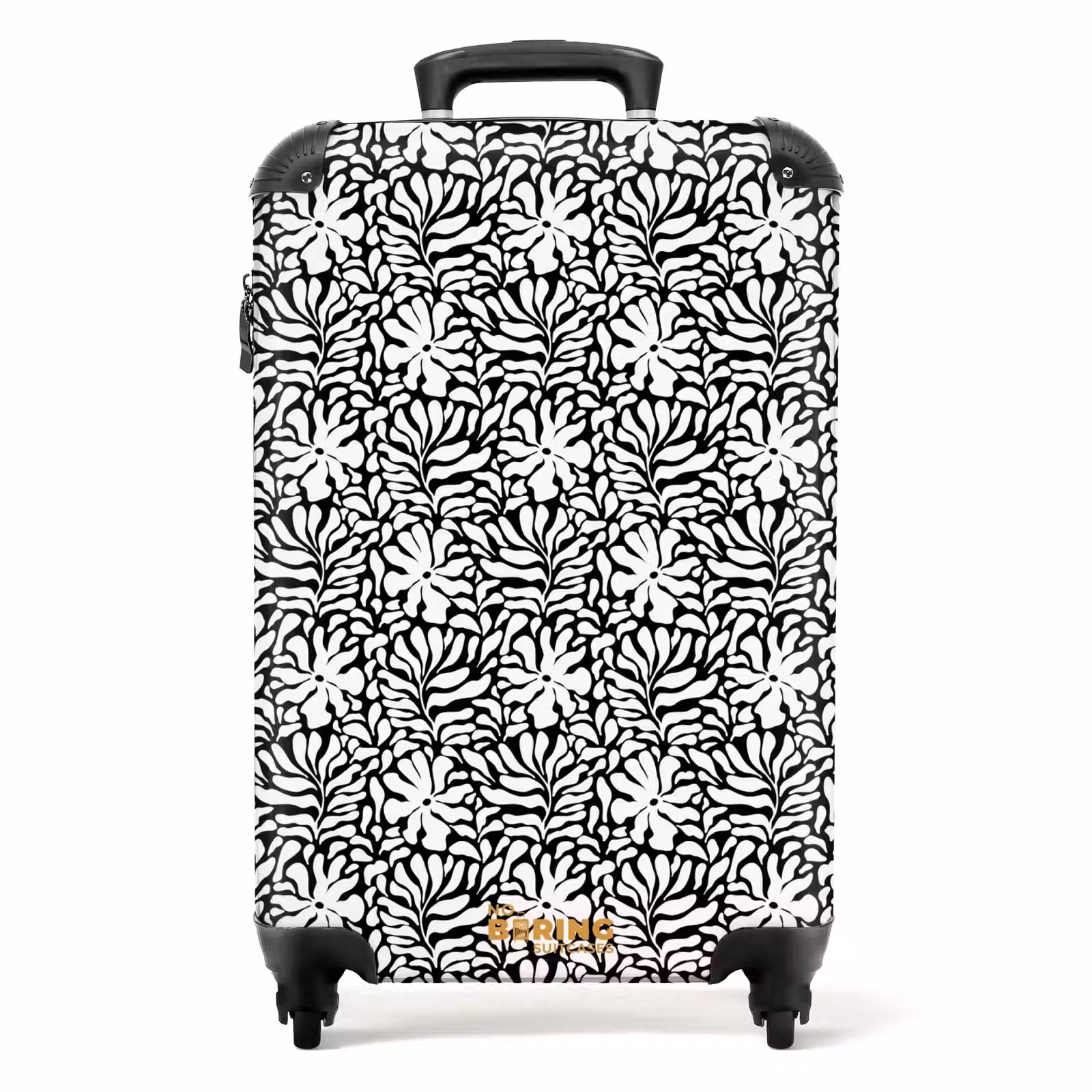 Suitcase - Flowers and leaves on black background — 1
